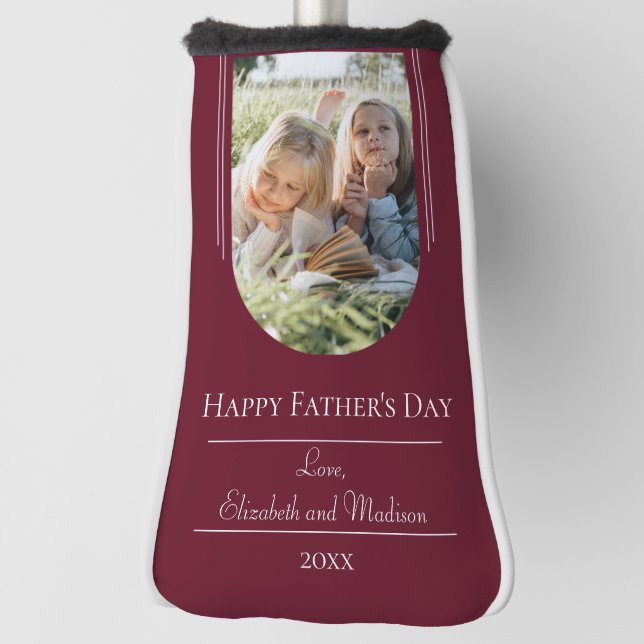 Modern Arch Photo Father's Day | Red Golf Head Cover (Rotate 90)