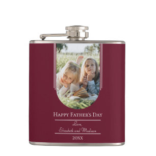 Modern Arch Photo Father's Day Red Hip Flask