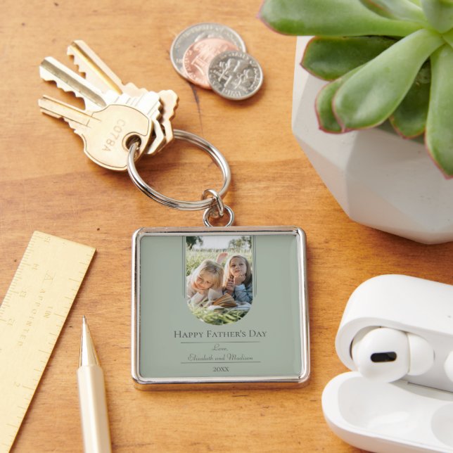 Modern Arch Photo Father's Day | Sage Green Key Ring (Desk)