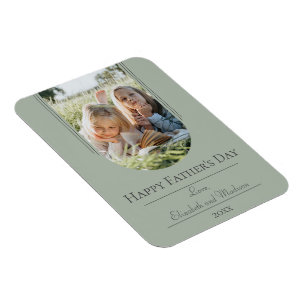Modern Arch Photo Father's Day Sage Green Magnet