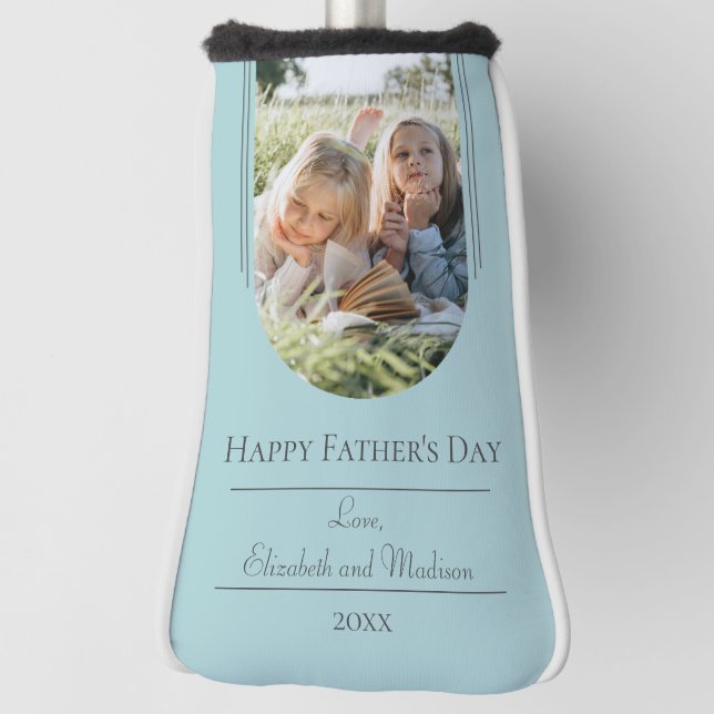 Modern Arch Photo Father's Day | Teal Golf Head Cover (Rotate 90)