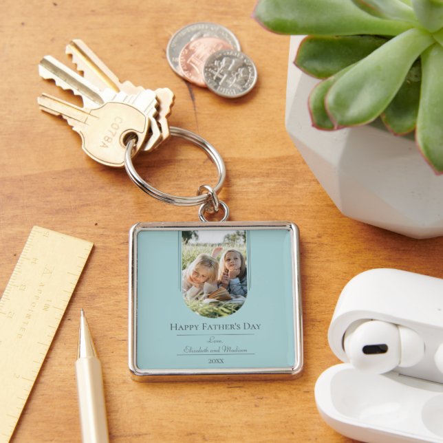 Modern Arch Photo Father's Day | Teal Key Ring (Desk)