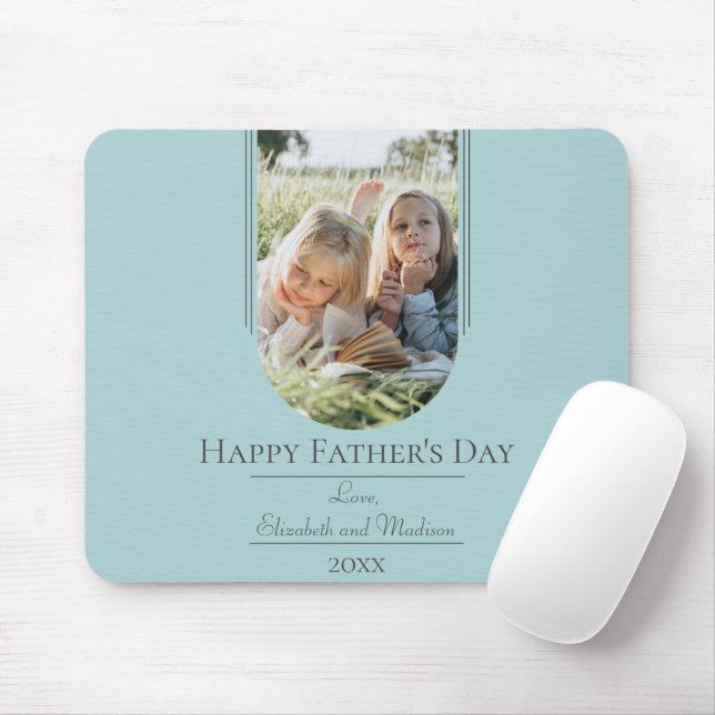 Modern Arch Photo Father's Day | Teal Mouse Mat (With Mouse)
