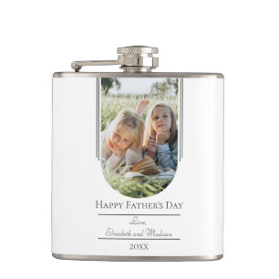 Modern Arch Photo Father's Day   White Hip Flask