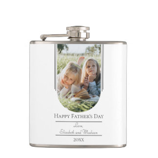 Modern Arch Photo Father's Day | White Hip Flask