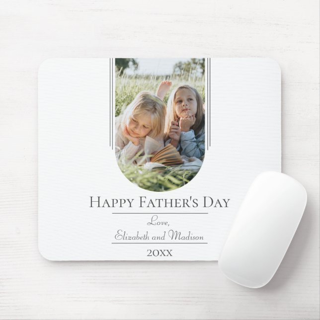 Modern Arch Photo Father's Day | White Mouse Mat (With Mouse)