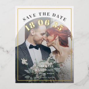 Modern Arch Photo Foil Save the Date Card