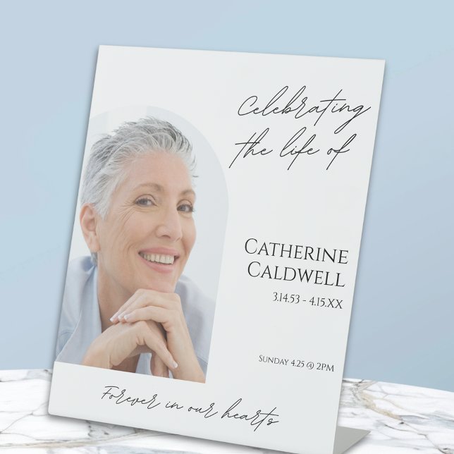 Modern Arch Photo Funeral Welcome Pedestal Sign (Modern Arch Photo Funeral Welcome Pedestal Sign
)