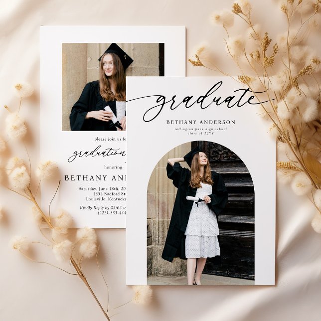 Modern Arch Photo Graduation Invitation (Creator Uploaded)