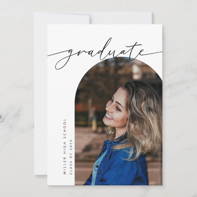 Modern Arch Photo Graduation Party Invitation (Front)
