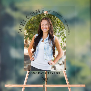 Modern Arch Photo Graduation Party Welcome Acrylic Sign