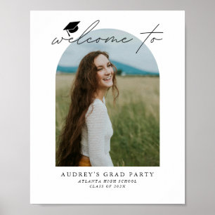 Modern Arch Photo Graduation Party Welcome Sign