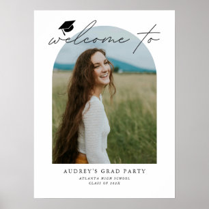 Modern Arch Photo Graduation Party Welcome Sign