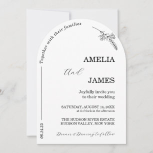 Modern Arch Photo Minimal Script Wedding Invitation
