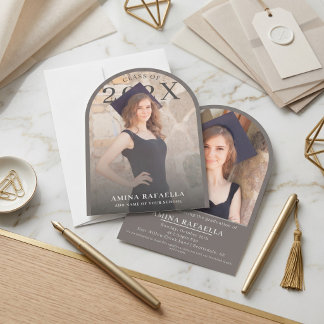 Modern Arch Photo Minimalist Graduation  Invitation