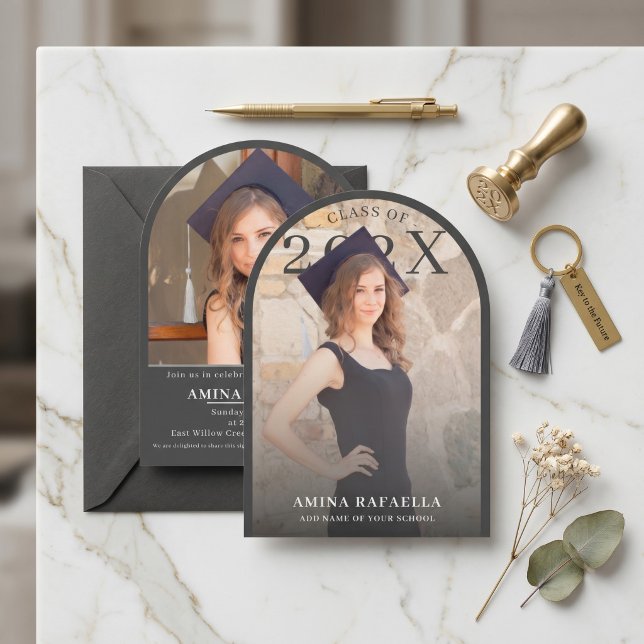 Modern Arch Photo Minimalist Graduation | PhotoPop Invitation (Modern Arch Photo Minimalist Graduation | PhotoPop Invitation)