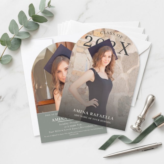 Modern Arch Photo Minimalist Graduation | PhotoPop Invitation (Modern Arch Photo Minimalist Graduation Party Invitation Editable Template
)