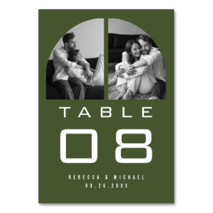 Modern Arch Photo Olive Green Wedding Table Number