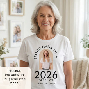 Modern Arch Photo Proud Nana of 2026 Graduate T-Shirt