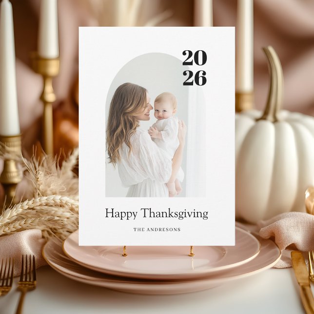 Modern Arch Photo Thanksgiving Invitation (Creator Uploaded)