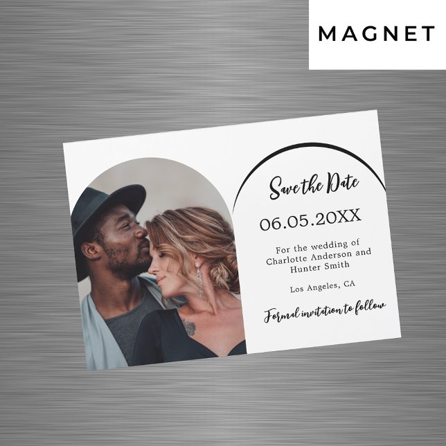 Modern arch photo wedding Save the Date magnet (Creator Uploaded)