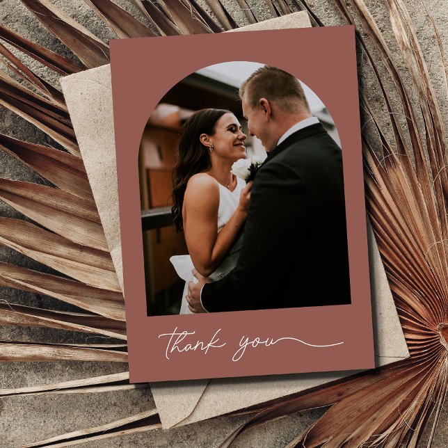 Modern Arch Photo Wedding Thank You  Card (Creator Uploaded)