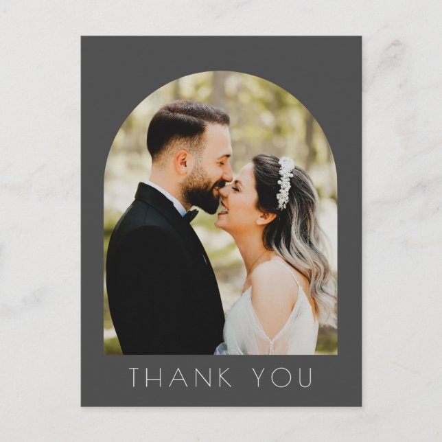 Modern Arch Photo Wedding Thank You  Postcard (Front)