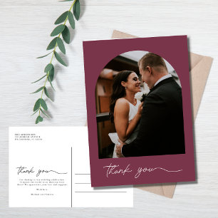 Modern Arch Photo Wedding Thank You Postcard