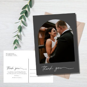 Modern Arch Photo Wedding Thank You  Postcard