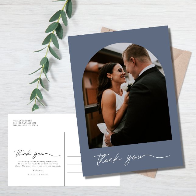 Modern Arch Photo Wedding Thank You Postcard (Creator Uploaded)