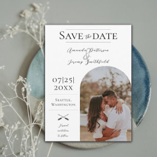 Modern Arch Photo   White Save the Date