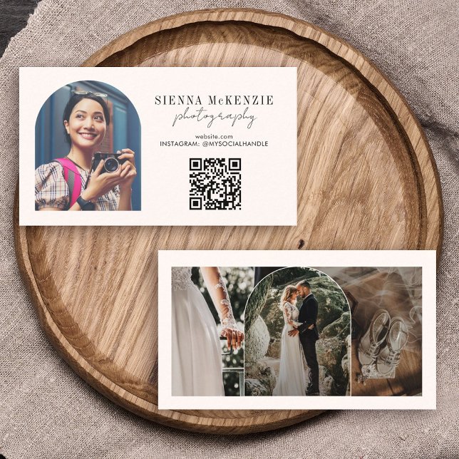 Modern Arch Photography Professional QR Code Business Card (Creator Uploaded)