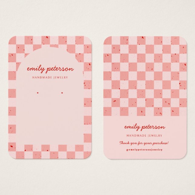 Modern Arch Pink Red Jewellry Card (Front & Back)