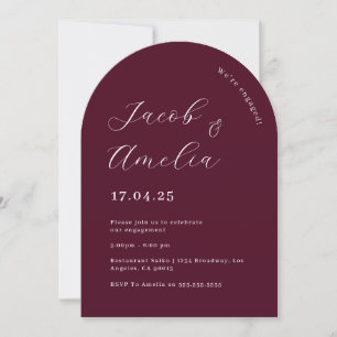 Modern Arch Plum Engagement Party   Invitation