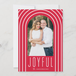Modern Arch Red and White 2 Photo Holiday Card