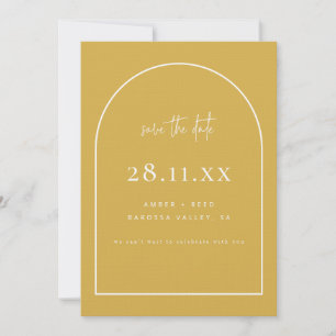 Modern Arch Retro Minimalist Citrus Yellow Save The Date
