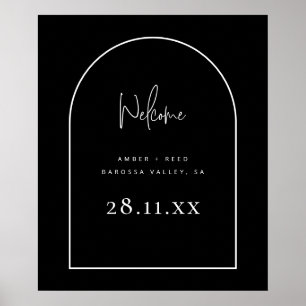 Modern Arch Retro Minimalist Script Black Wedding Poster