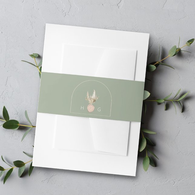 Modern Arch Sage Green Wedding Invitation Belly Band (Creator Uploaded)
