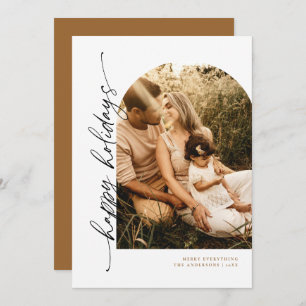 Modern Arch Script Holiday Photo Card