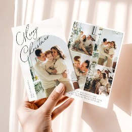 Modern Arch Script Merry Christmas Holiday Card