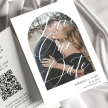 Modern arch script photo QR CODE wedding