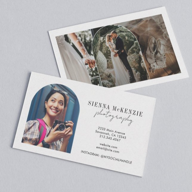 Modern Arch Script Photography Professional Business Card (Creator Uploaded)