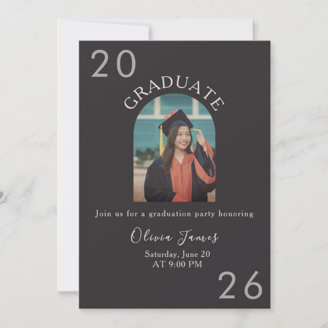 modern arch-shaped graduation  invitation (Front)