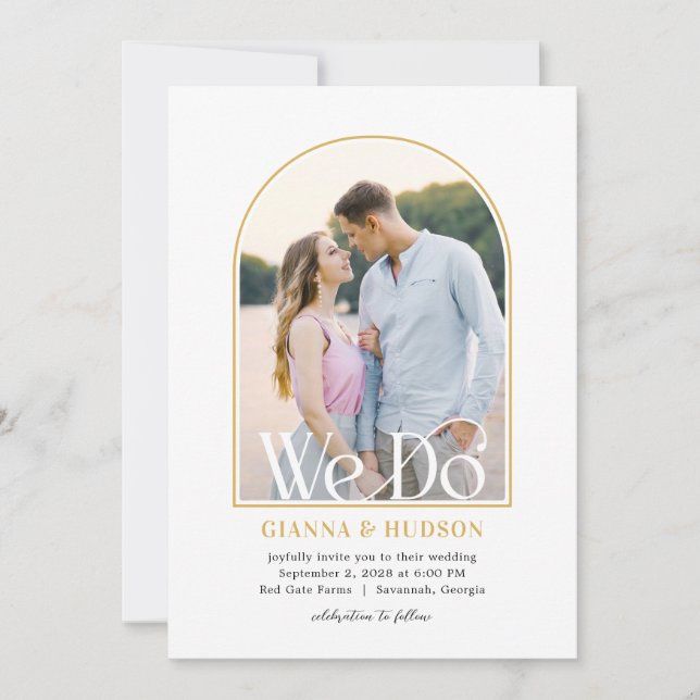 Modern Arch Simple Wedding Photo Invitation (Front)