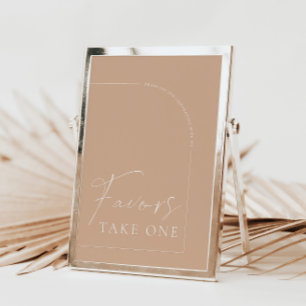 Modern Arch Tan Calligraphy Favours Wedding Sign Invitation