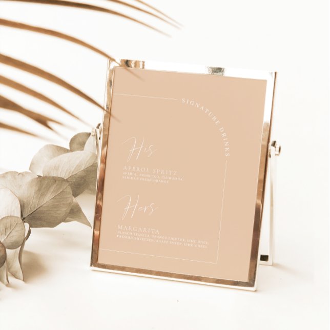 Modern Arch Tan Calligraphy Signature Drinks Menu (Creator Uploaded)