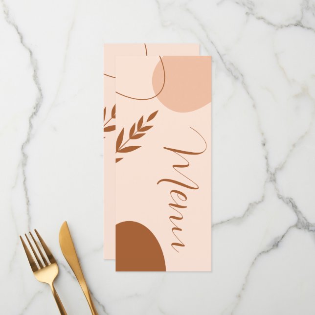 Modern Arch Tan Terracotta Wedding Menu (Front/Back In Situ)