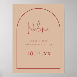 Modern Arch Terracotta Blush Palm Wedding Welcome Poster