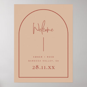 Modern Arch Terracotta Blush Palm Wedding Welcome  Poster