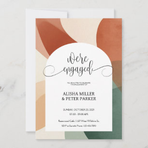 Modern Arch Terracotta & Sage Engagement Party Save The Date